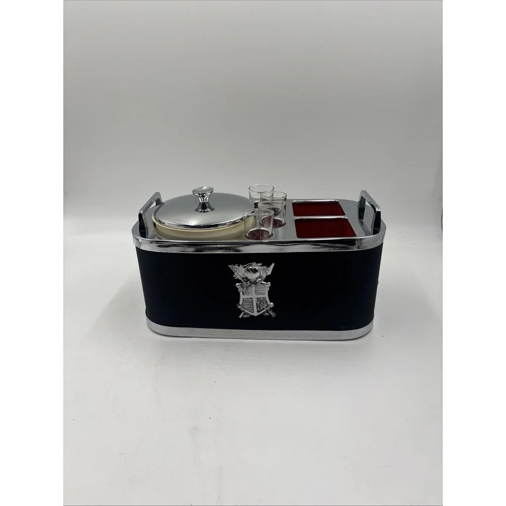 Vintage MCM Musical Barware Set Ice Bucket Decanters Glasses Plays How Dry I Am